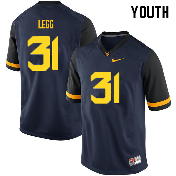 Youth #31 Casey Legg West Virginia Mountaineers College Football Jerseys Sale-Navy